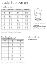 Papierschnittmuster Basic Top Gr. 32 -58 Damen - Fadenkäfer